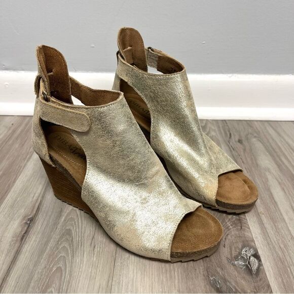Diba True Heels Women’s 7.5 New Year Leather Open-Toe Wedge Sandal - Picture 1 of 8